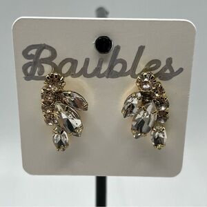 Gold and Silver Cluster Earrings with Gemstone Design